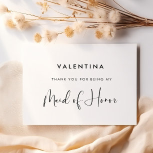 Elegant och modern svart och vit Maid of honor Tack Kort