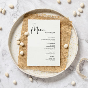 Elegant och modern svartvit bröllop meny