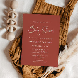 Elegant och modern Terracotta Baby Shower Inbjudningar