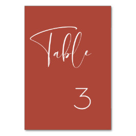 Elegant och modern Terracotta bröllop Bordsnummer