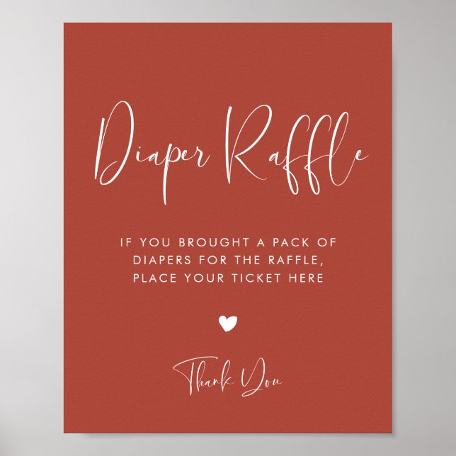 Elegant och modern terracotta Raffle-skylt Poster (Framsidan)