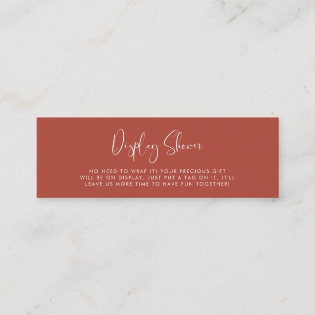 Elegant och Modern Terracotta Visning-duschkort Mini Visitkort (Framsida)