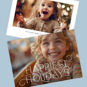 Elegant och modern typografi Finare Photo Happiest Julkort