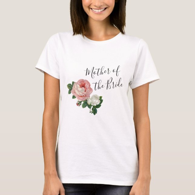 Elegant och moderna blommor ro budens mamma t shirt (Framsida)