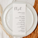 Elegant och moderna svartvita Låt oss bröllop Meny<br><div class="desc">Låt oss äta! Menyn bröllop eller party. En modern typografi och ett klassiskt svart-vitt tema för ditt bröllop-kontor: välj det här enkla sviten och elegant bröllop. Fullständigt anpassade: Du kan ändra både bakgrunden och texten i färg som du vill.</div>
