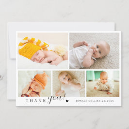 Elegant och modernt 5-foto-Collage Baby Shower Tack Kort