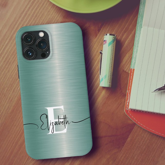 Elegant och modernt blåborstat Metall Monogramme (Skapare uppladdad)