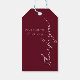 Elegant och modernt Burgundi Tack Bröllop Presentetikett