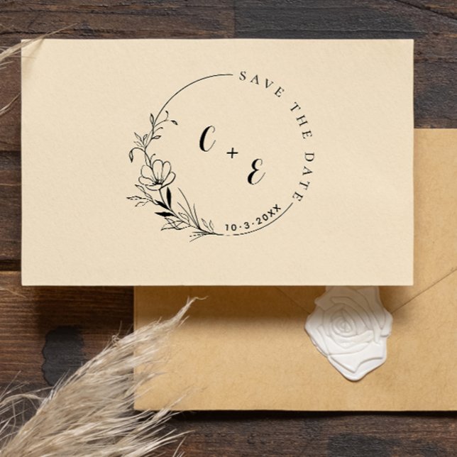 Elegant och modernt monogram Spara datum Initialer Självfärgande Stämpel (Skapare uppladdad)