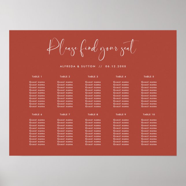 Elegant och modernt sittdiagram för Terracotta Brö Poster (Framsidan)