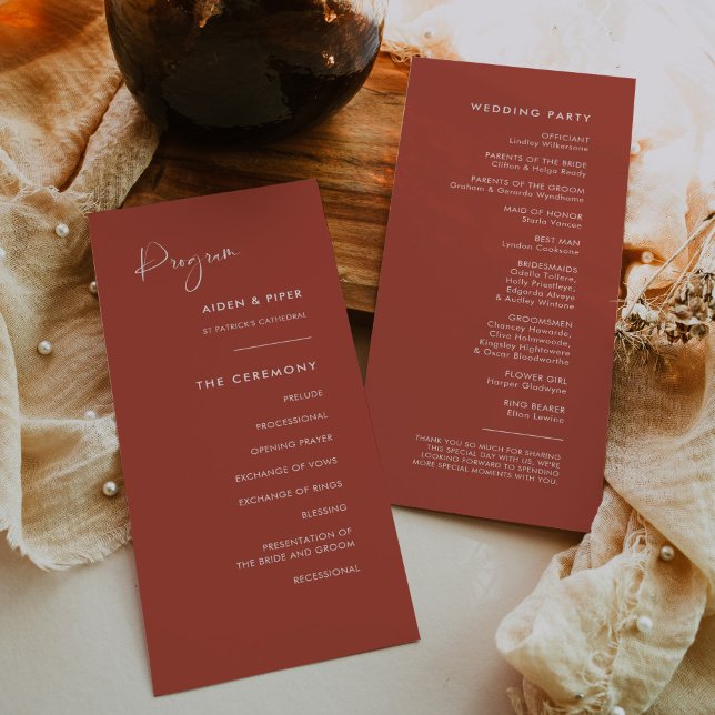 Elegant och modernt terracotta-bröllopsprogram program (Skapare uppladdad)