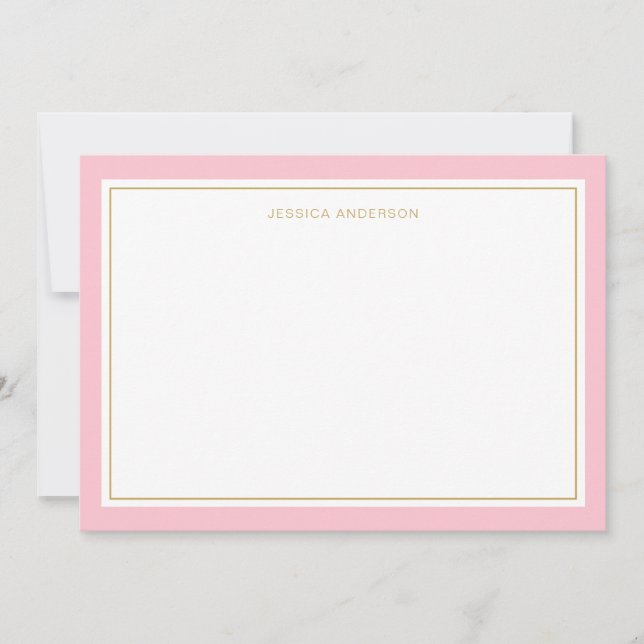 Elegant och Personligen för Rosa Guld Gräns Anteckningskort (Framsida)