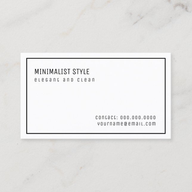 elegant och ren, minimalistisk stil vit visitkort (Framsida)