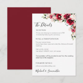 Elegant  och Röd ros Bröllop Tilläggskort
