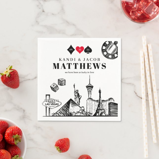 Elegant och Roligt Las Vegas Bröllop Pappersservett (Insitu)