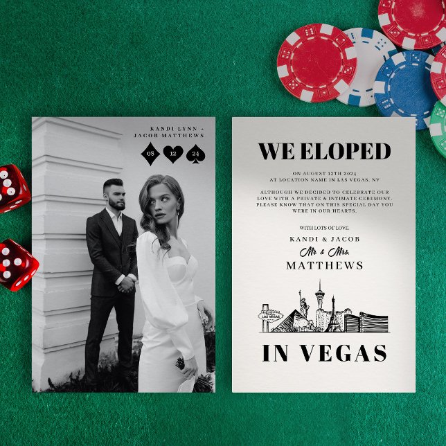 Elegant och Roligt Las Vegas Elopement Meddelande Inbjudningar (LAs Vegas Elopement Wedding)