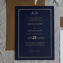 Elegant och Romantisk Blå Marin Monogram Bröllop