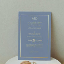 Elegant och Romantisk Dammig Blå Monogram Bröllop