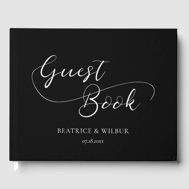 Elegant och romantisk kalligrafi bröllop gästböcker (Framsida)