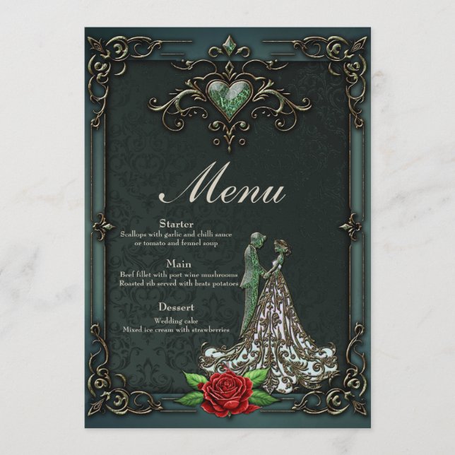 Elegant och romantisk vintage. meny (Framsida)