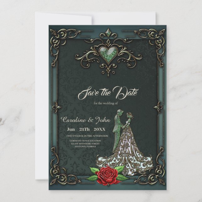 Elegant och romantisk vintage. spara datumet (Framsida)