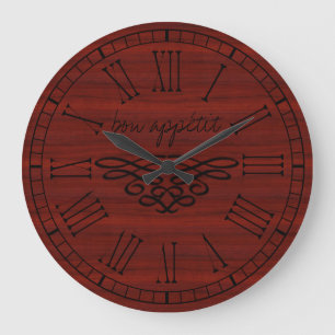 Elegant och Snyggt Bon apetit Red Cherry Wood Stor Klocka