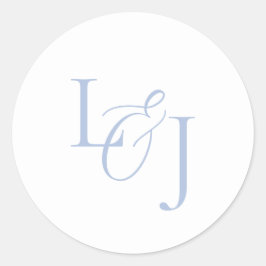 Elegant och Snyggt Dusty Blue Monogram Bröllop Runt Klistermärke