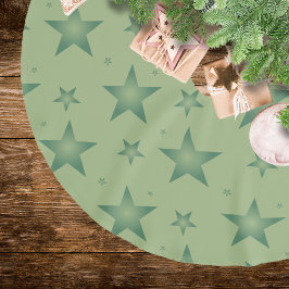 Elegant och Snyggt Olive Stars på Sage Grönt Julgransmatta Borstad Polyester