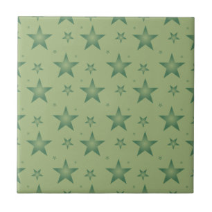 Elegant och Snyggt Olive Stars på Sage Grönt Kakelplatta