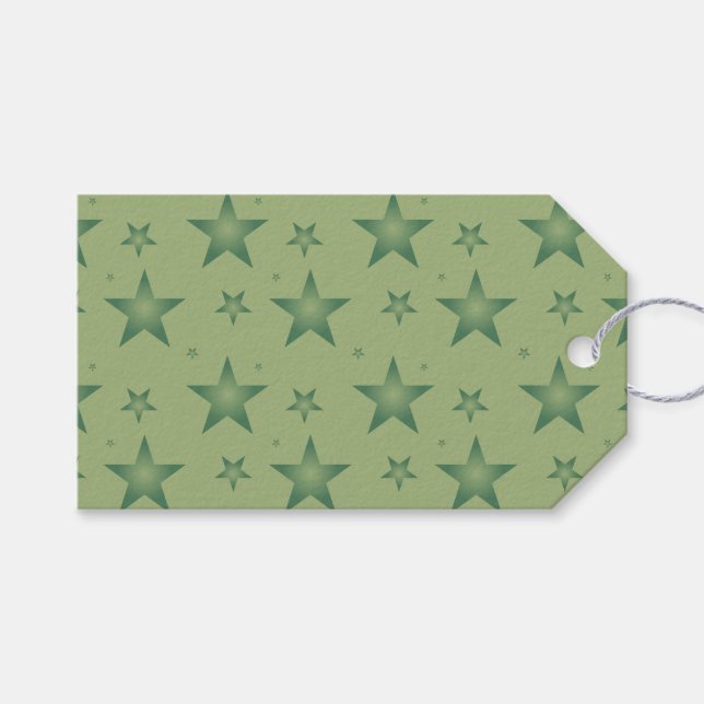 Elegant och Snyggt Olive Stars på Sage Grönt Presentetikett (Framsidan (Horisontell))