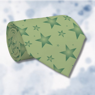 Elegant och Snyggt Olive Stars på Sage Grönt Slips