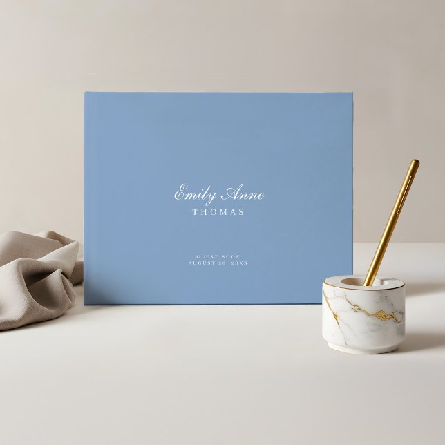 Elegant och sofistikerad Blek Himmel Blue Baby Sho Gästböcker (Elegant & Sophisticated Pale Sky Blue Baby Shower Guest Book)