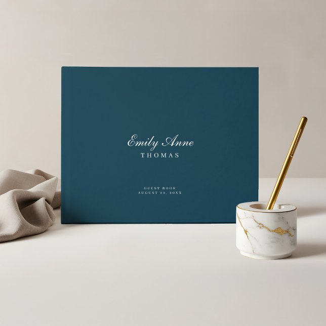 Elegant och sofistikerad, djup, blå babystötare gästböcker (Elegant & Sophisticated Deep Navy Blue Baby Shower Guest Book)