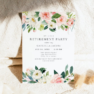 Elegant och sötad Rosa Blommigt Pension Party Inbjudningar