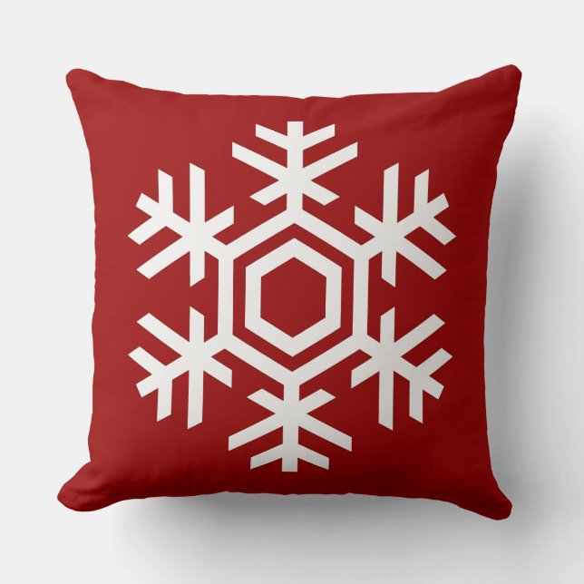 Elegant och stilfull vit snöflinga jul kudde (Framsida)