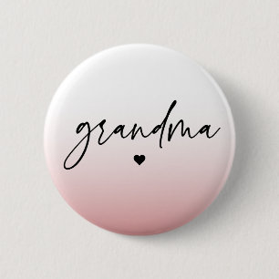 Elegant och subtle Rosa Grandma Script Gift Knapp