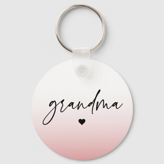 Elegant och subtle Rosa Grandma Script Gift Nyckelring (Framsida)