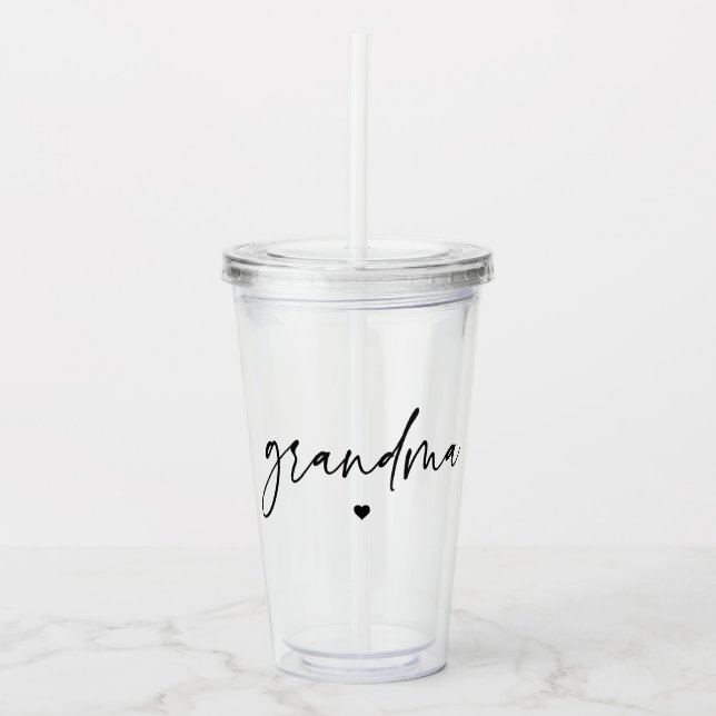 Elegant och subtle Rosa Grandma Script Gift Take Away Mugg (Framsida)