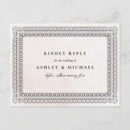 Elegant  och svart vattenfärg Snöre Bröllop OSA Inbjudan Vykort