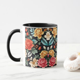 Elegant och tid för sömlöst Blommönster Mugg