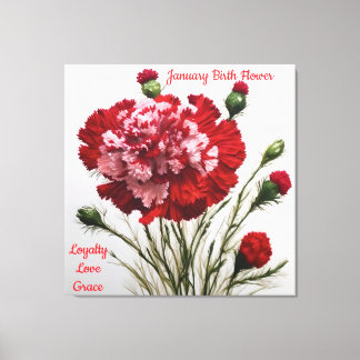 Elegant och tidslös januari Födelsedag Flower Carn Canvastryck