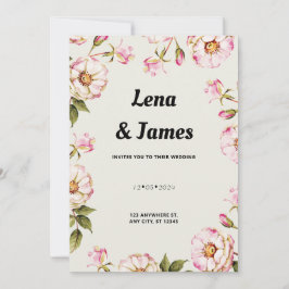 Elegant och tidslös vit Blommigt Inbjudningar