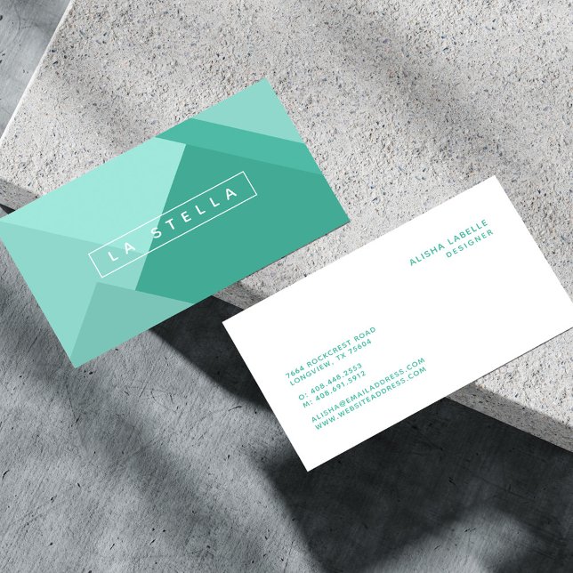 Elegant och Trendig Geometric Mint Grönt Shades Visitkort (Elegant & Trendy Geometric Mint Green Shades Business Card)
