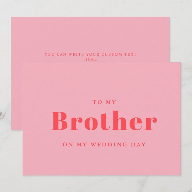 Elegant och trendig till min bror på min bröllopsd (Fram/baksida)