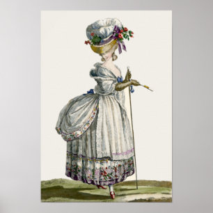 Elegant och vacker antika Fransk Mode Teckning Poster