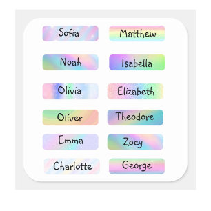 Elegant och Vackert Pastel Rainbow namn-märke Fyrkantigt Klistermärke