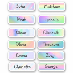 Elegant och Vackert Pastel Rainbow namn-märke Klistermärken
