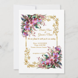 Elegant och vibrant Orchid Flowers Wedding Inbjudningar