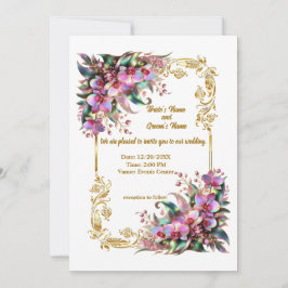 Elegant och vibrant Orchid Flowers Wedding Inbjudningar