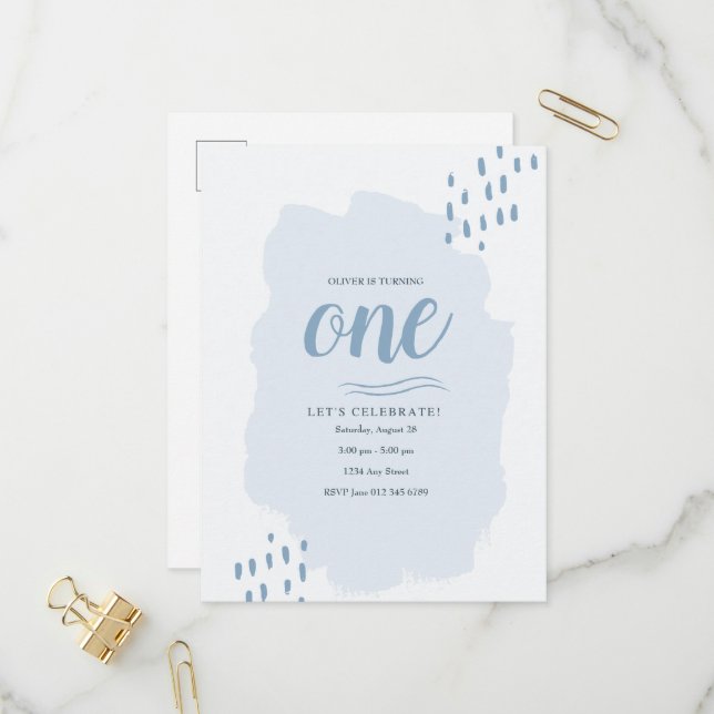 Elegant och vilken ålder som helst barns födelseda inbjudan vykort (Fram/Back In Situ)